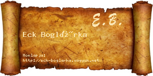 Eck Boglárka névjegykártya